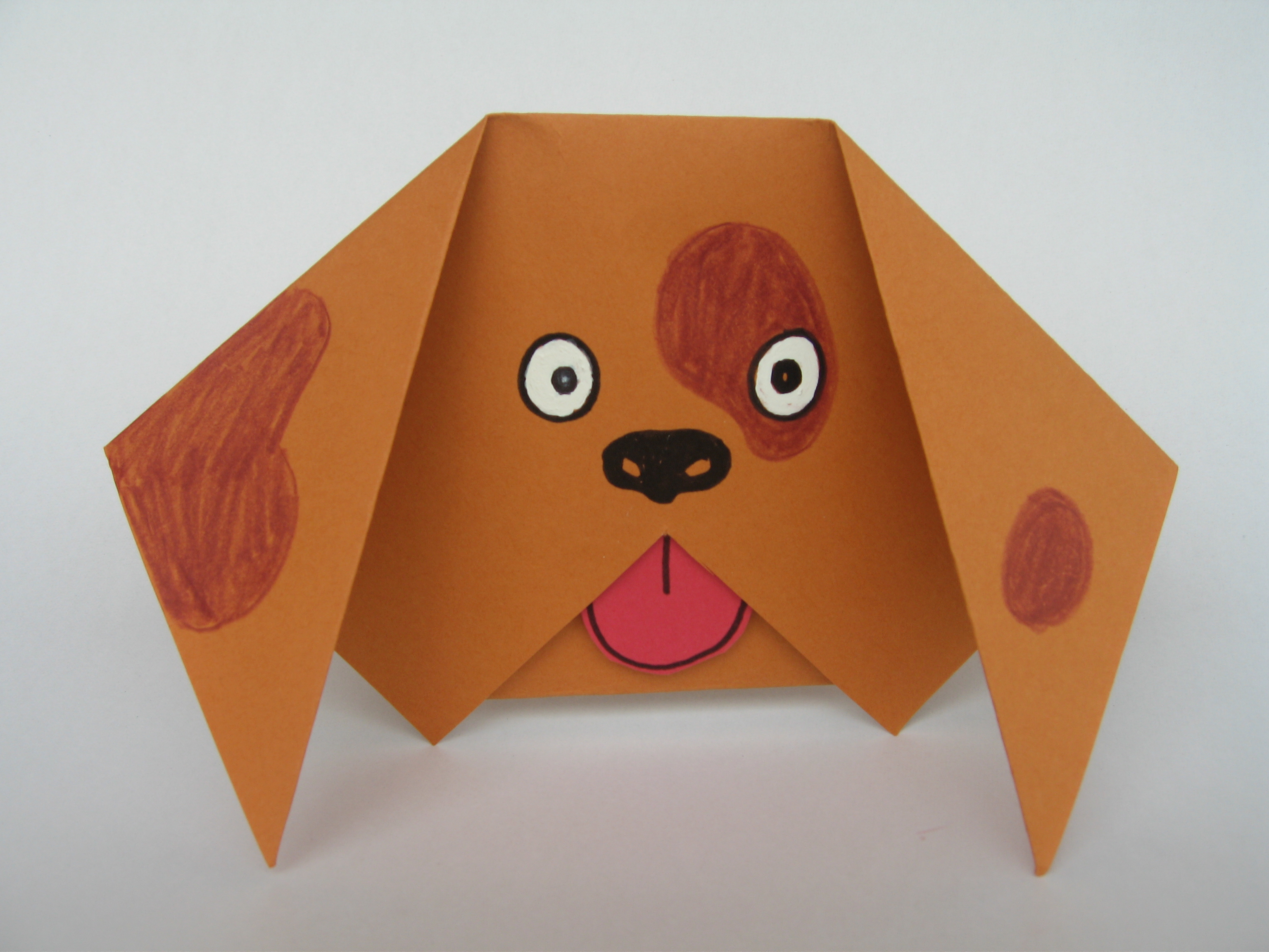 Оригами собачка с открытым ртом